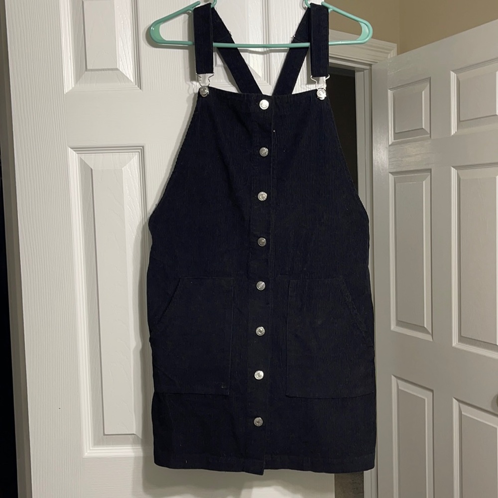 BLACK CORDUROY OVERALL DRESS